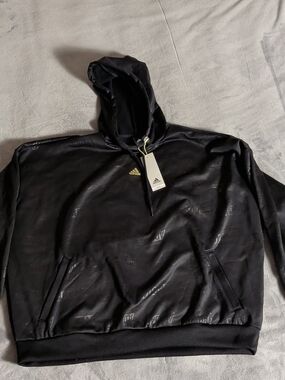 Adidas Black Hoodie with Gold Logo Accent NWT Sz XL